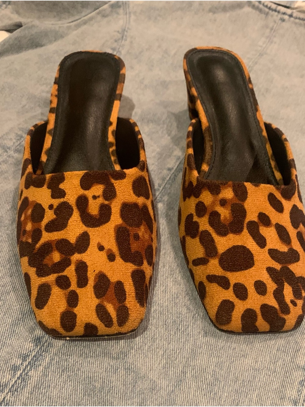 Leopard Print Square-Toe Mule - Women's Slip-On Heels